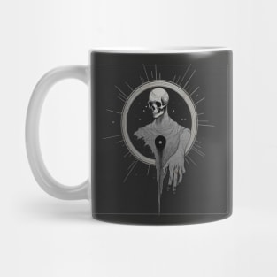 Monotone Illustration of Skull Mug